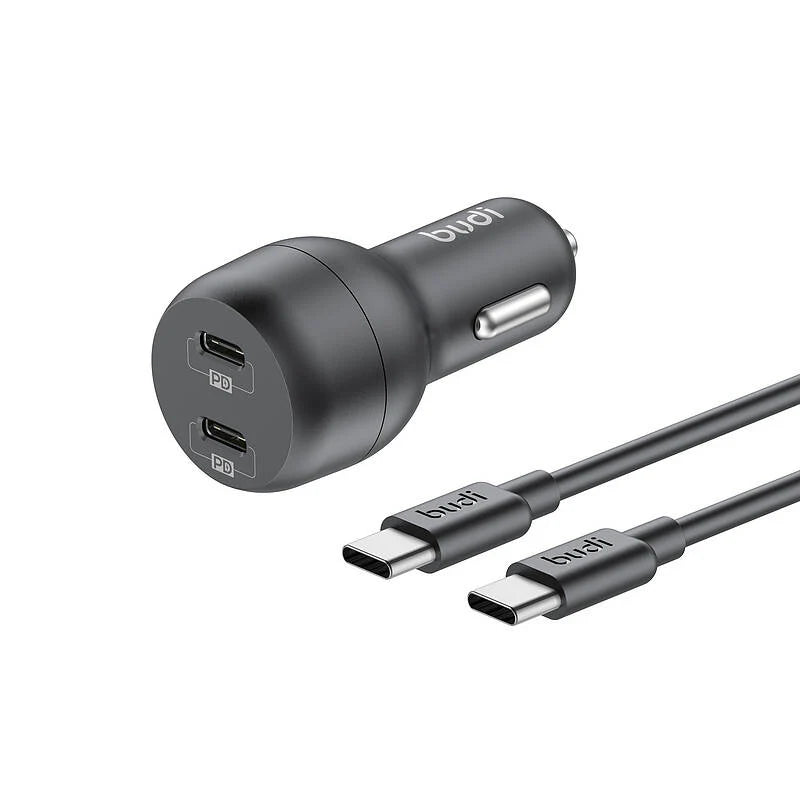 Budi 40W Dual PD autós gyorstöltő USB-C–USB-C kábellel