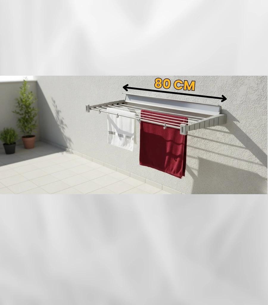 Falra szerelhető összecsukható ruhaszárító – 80 cm – Fehér