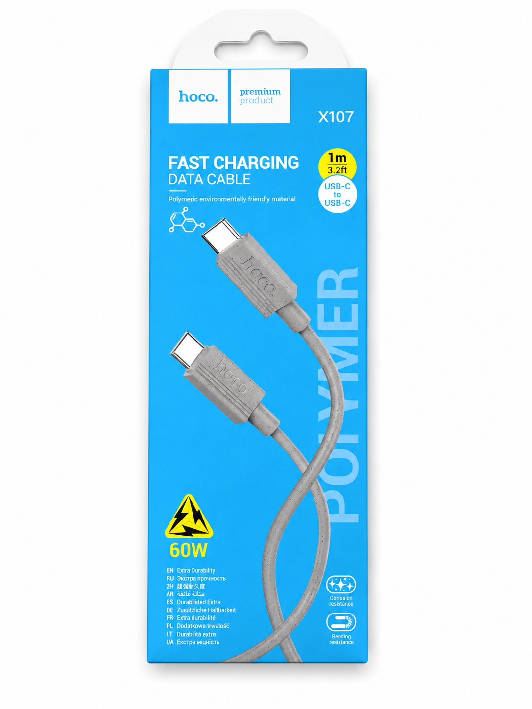 HOCO X107 USB-C – USB-C Gyorstöltő és Adatkábel 60W (1 m)