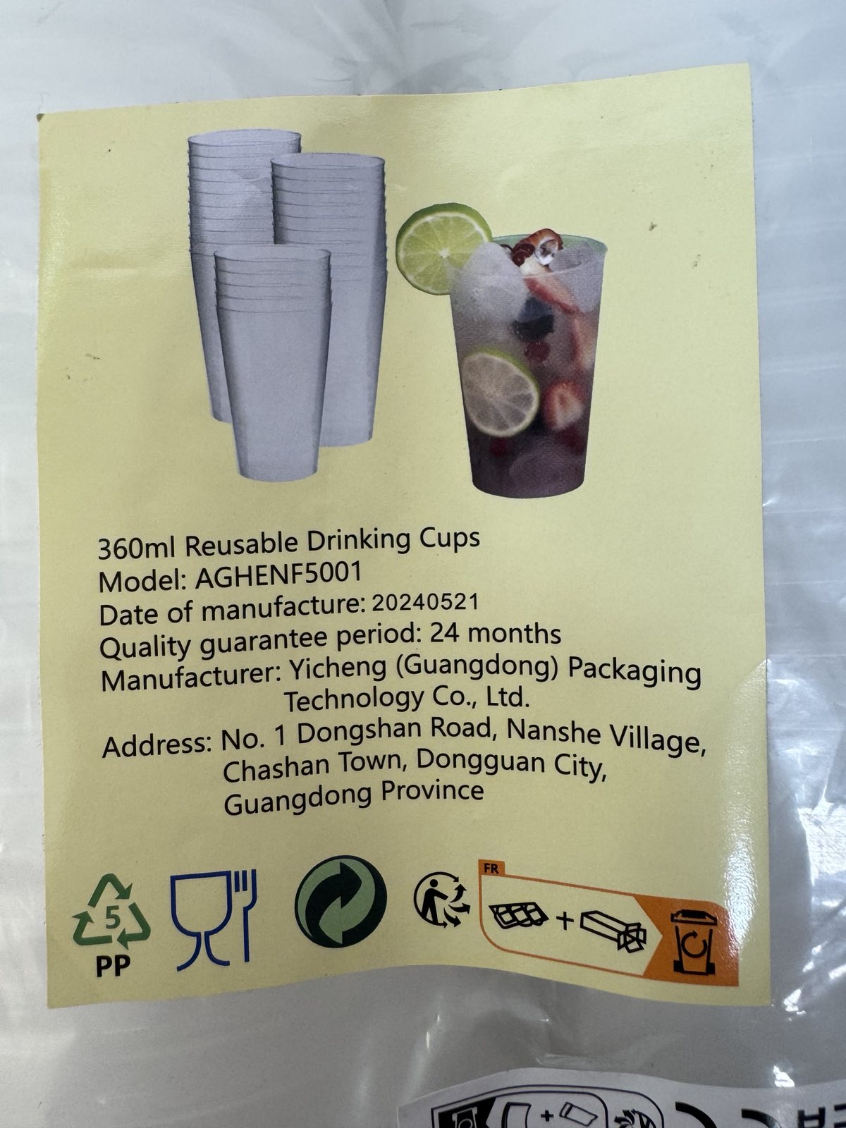 Újrahasználható műanyag pohár szett 360 ml – 50 db