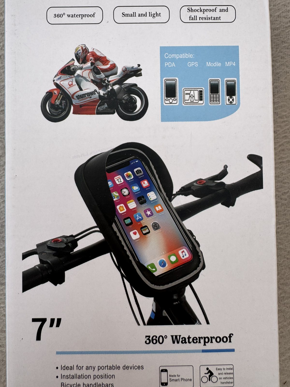 7 colos vízálló motoros / kerékpáros telefontartó tok