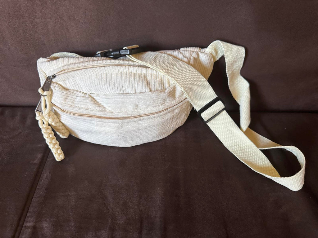 Kordbársony Crossbody Övtáska – Bézs